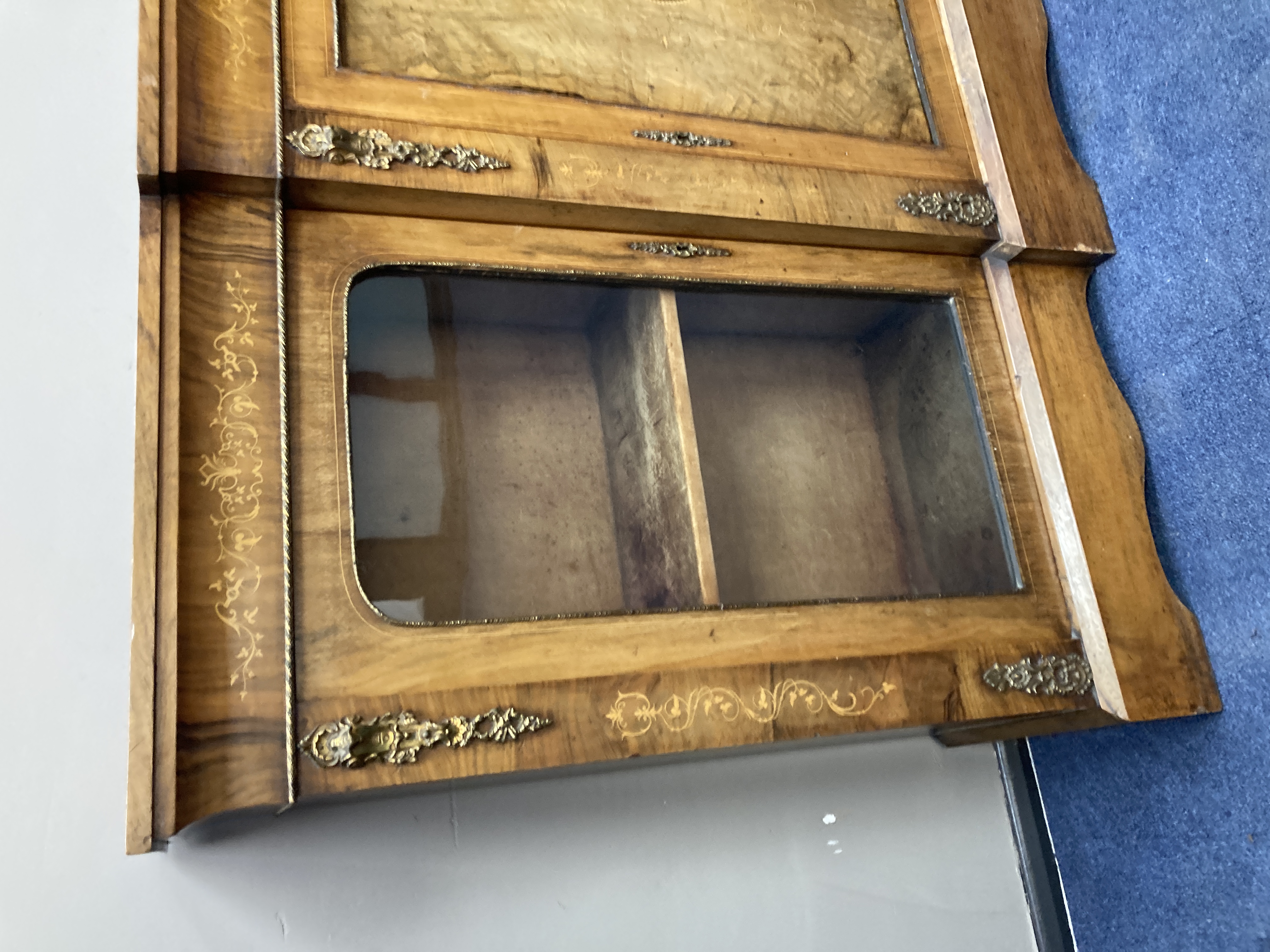 A Victorian walnut breakfront side cabinet, width 176cm, depth 34cm, height 105cm